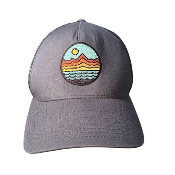 The Classics Mountain Sunrise Sunset snapback Dad Hat Trucker Navy Blue Mesh - Picture 1 of 6